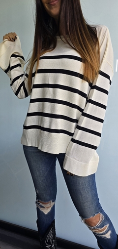 Sweater rayado amplio con tajos laterales de bremer en internet
