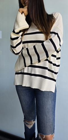 Sweater rayado amplio con tajos laterales de bremer - comprar online