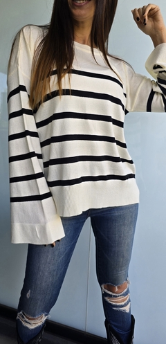 Sweater rayado amplio con tajos laterales de bremer en internet