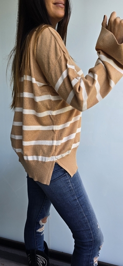 Sweater rayado amplio con tajos laterales de bremer en internet