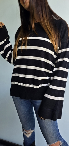 Sweater rayado amplio con tajos laterales de bremer - comprar online