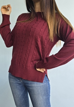 Sweater bremer cuello redondo con trenzado al frente - comprar online
