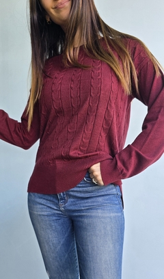 Sweater bremer cuello redondo con trenzado al frente - tienda online