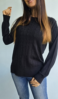 Sweater bremer cuello redondo con trenzado al frente