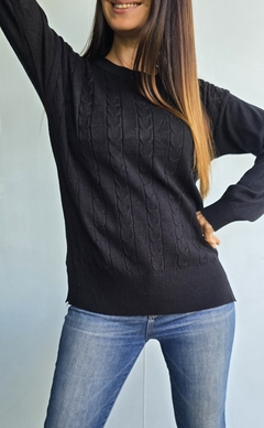Sweater bremer cuello redondo con trenzado al frente en internet