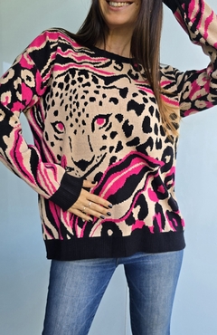 Sweater doble hilo de bremer con estampa animal print - comprar online