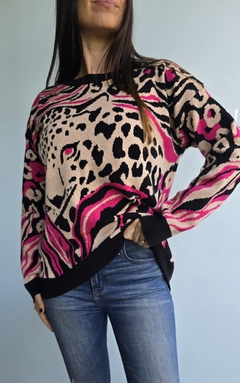 Sweater doble hilo de bremer con estampa animal print
