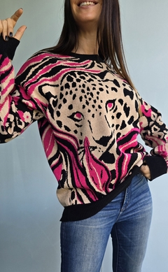 Sweater doble hilo de bremer con estampa animal print - comprar online