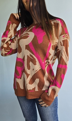 Sweater doble hilo de bremer con estampa de corazones