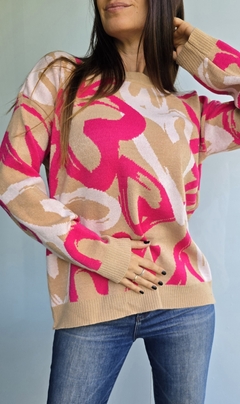Sweater doble hilo de bremer con estampa de corazones - She Indumentaria