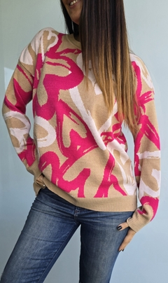 Sweater doble hilo de bremer con estampa de corazones - tienda online
