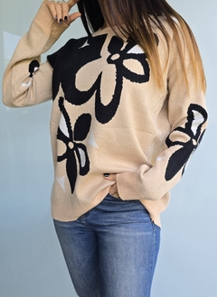 Sweater doble hilo de bremer con estampa de flores - tienda online