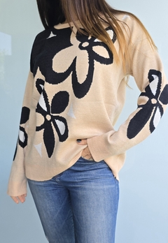 Sweater doble hilo de bremer con estampa de flores - comprar online
