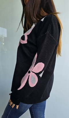 Sweater doble hilo de bremer con estampa de flores
