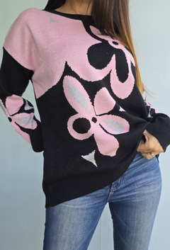 Imagen de Sweater doble hilo de bremer con estampa de flores