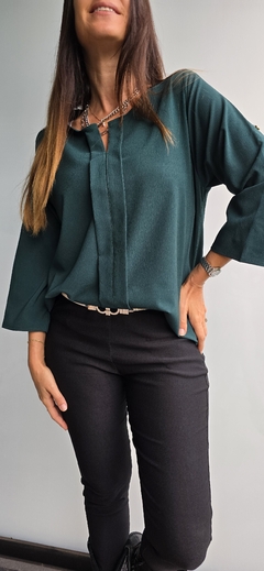 Blusa de crepe con spandex mangas rebatibles en internet
