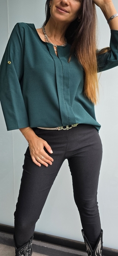 Blusa de crepe con spandex mangas rebatibles - comprar online