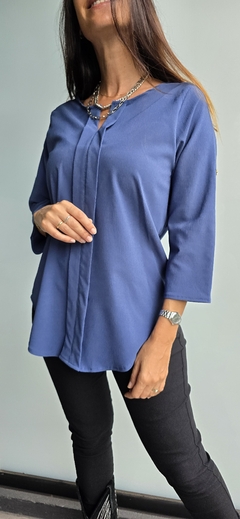 Blusa de crepe con spandex mangas rebatibles - tienda online