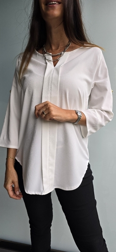 Blusa de crepe con spandex mangas rebatibles - tienda online