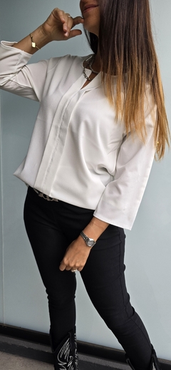 Blusa de crepe con spandex mangas rebatibles - comprar online