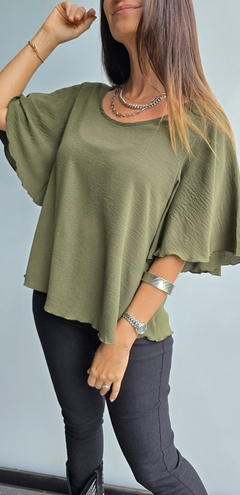 Blusa de cey mangas volado 3/4 con gota atras - comprar online