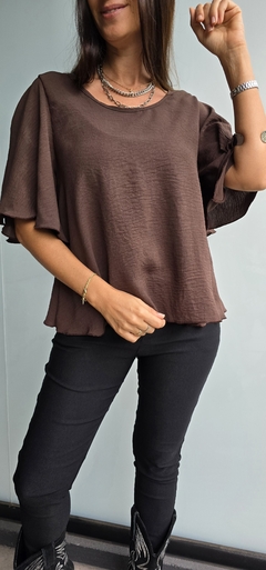 Blusa de cey mangas volado 3/4 con gota atras - comprar online