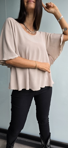 Blusa de cey mangas volado 3/4 con gota atras - comprar online