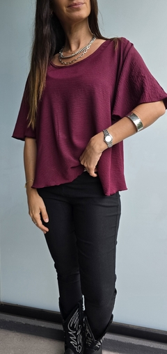 Blusa de cey mangas volado 3/4 con gota atras - tienda online