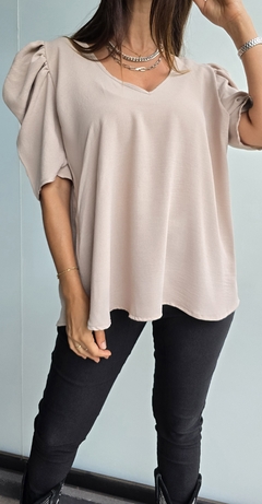 Blusa de cey mangas princesa cuello en V en internet