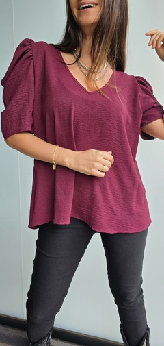 Imagen de Blusa de cey mangas princesa cuello en V