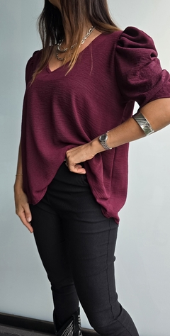 Blusa de cey mangas princesa cuello en V - tienda online