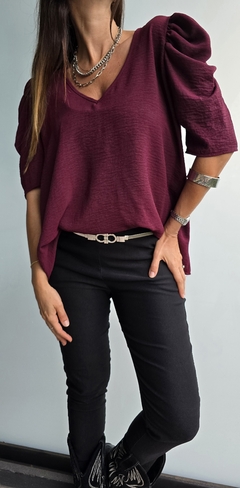 Blusa de cey mangas princesa cuello en V - comprar online