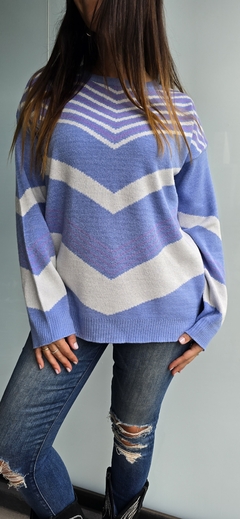 Sweater de bremer doble hilo cuello redondo con estampa rombo - She Indumentaria
