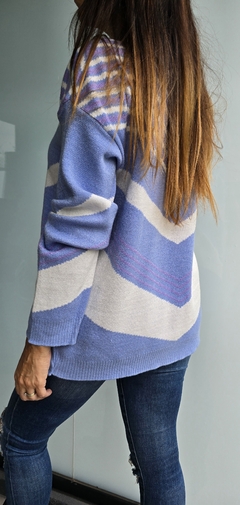 Sweater de bremer doble hilo cuello redondo con estampa rombo en internet