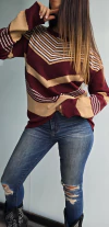 Sweater de bremer doble hilo cuello redondo con estampa rombo - comprar online