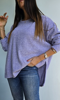 Sweater cuello redondo de lanilla morley con tajitos laterales en internet