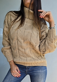 Polera de lana trenzada tipo espigas - tienda online