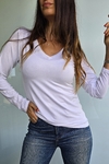 Remera manga larga cuello v de modal soft x talles - comprar online