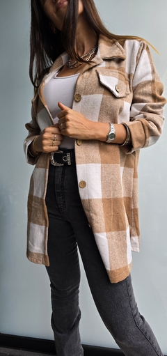 Camisaco cuadrille de paño con bolillos falsos en pecho - comprar online