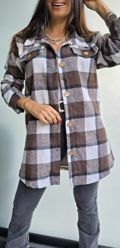 Camisaco cuadrille de paño con bolillos falsos en pecho - tienda online