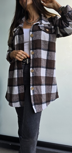 Camisaco cuadrille de paño con bolillos falsos en pecho - comprar online