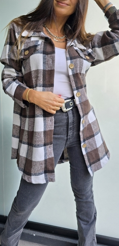 Camisaco cuadrille de paño con bolillos falsos en pecho - She Indumentaria