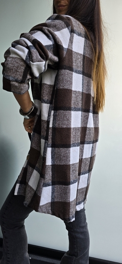 Camisaco cuadrille de paño con bolillos falsos en pecho - tienda online
