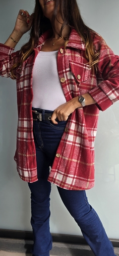 Camisaco cuadrille de paño con bolillos falsos en pecho - tienda online
