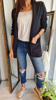 Blazer de crepe con spandex y bolsillos por talles - tienda online