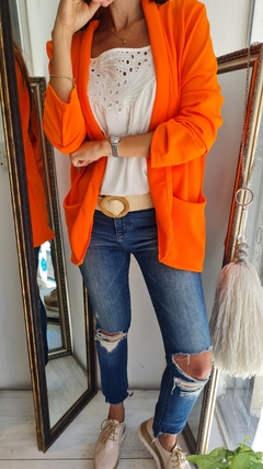 Blazer de crepe con spandex y bolsillos por talles - tienda online