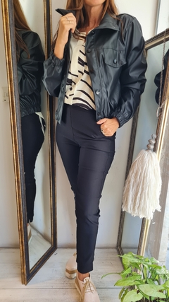 Babucha de bengalina negra elastizada por talles