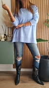 Sweater de bremer cuello redondo amplio con tajitos laterales - comprar online