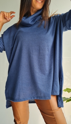Maxi polerón de lanilla con tajos laterales y mas largo atrás - tienda online