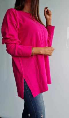 Sweater de bremer con espiga central y tajos laterales - comprar online